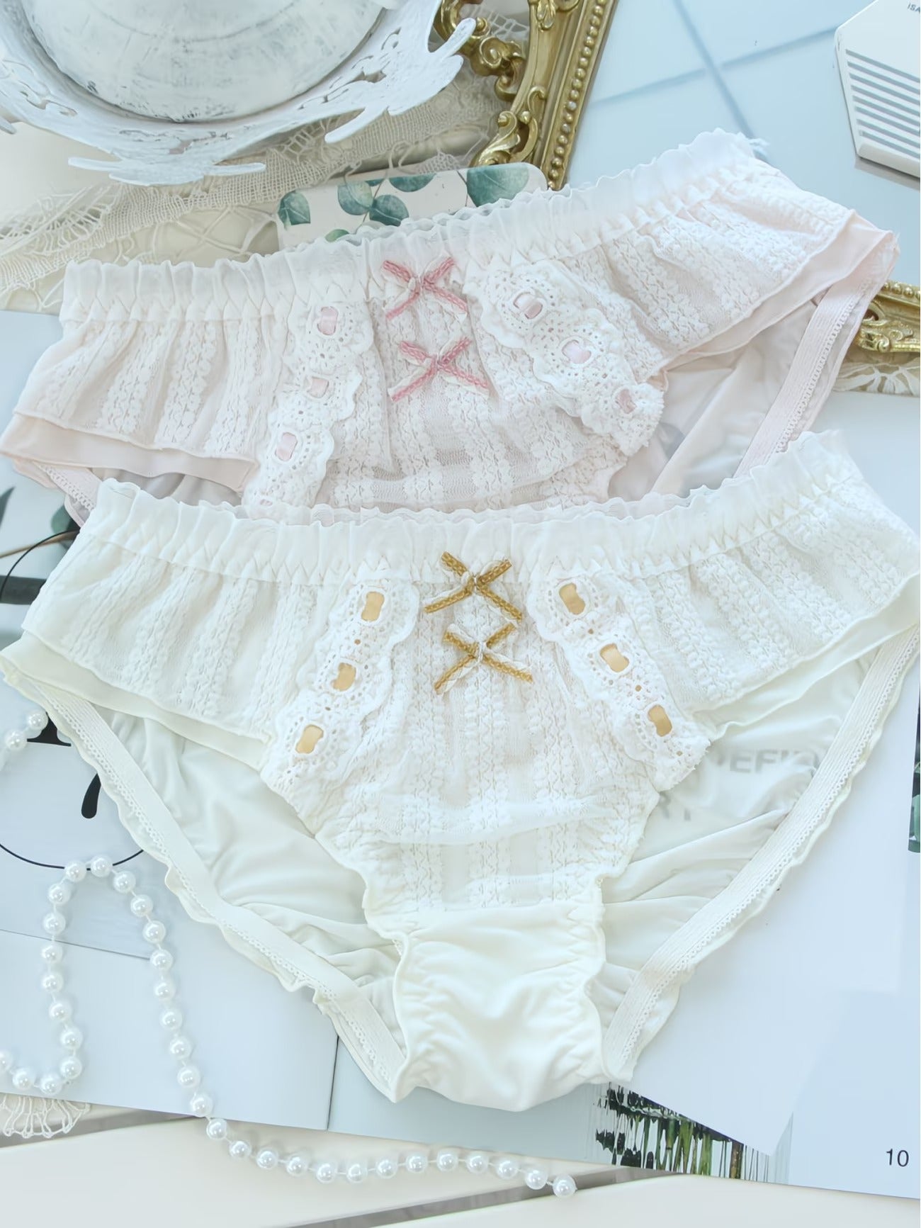 Princess Frill Lace Panties – Soft Cotton | Cute Ribbon Detail | Luxe Comfort (PACK OF 3)