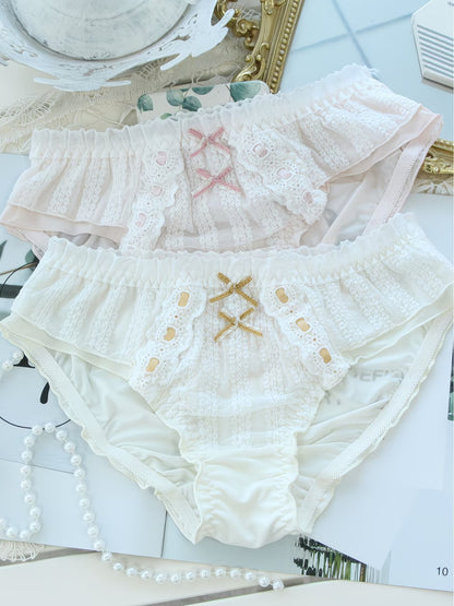 Princess Frill Lace Panties – Soft Cotton | Cute Ribbon Detail | Luxe Comfort (PACK OF 3)