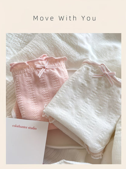 Soft Cotton Textured Panties (4 PCS Set) – Skin-Friendly, Stretch Comfort, Cute Everyday Essentials