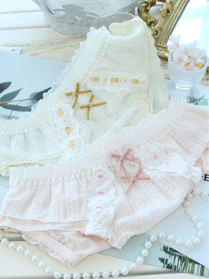 Princess Frill Lace Panties – Soft Cotton | Cute Ribbon Detail | Luxe Comfort (PACK OF 3)