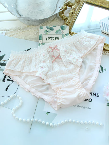 Princess Frill Lace Panties – Soft Cotton | Cute Ribbon Detail | Luxe Comfort (PACK OF 3)