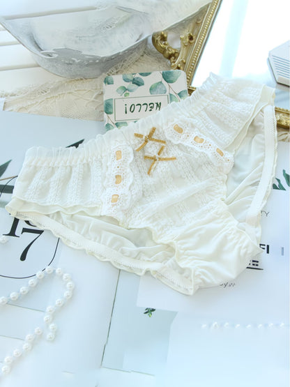Princess Frill Lace Panties – Soft Cotton | Cute Ribbon Detail | Luxe Comfort (PACK OF 3)