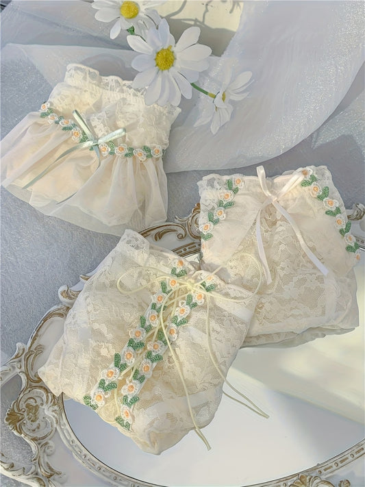 Daisy Embroidered Lace Panties – Soft Sheer Floral Luxury (Pack of 3)