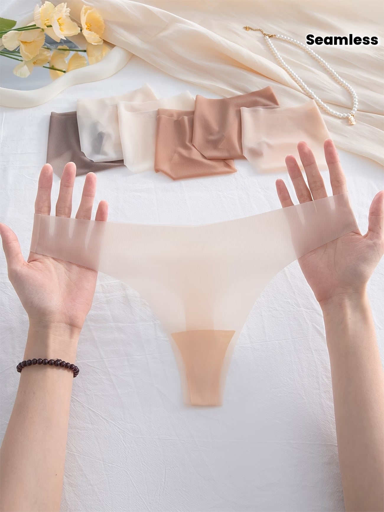 AirSkin Seamless Thong Panties – Ultra Invisible | Second-Skin Feel (4 PCS Pack)