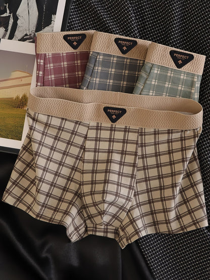 ZENVA™ Premium Checked Boxer Briefs (Pack of 4) – Ultra-Soft Breathable Stretch | Classic Fit Luxury Innerwear