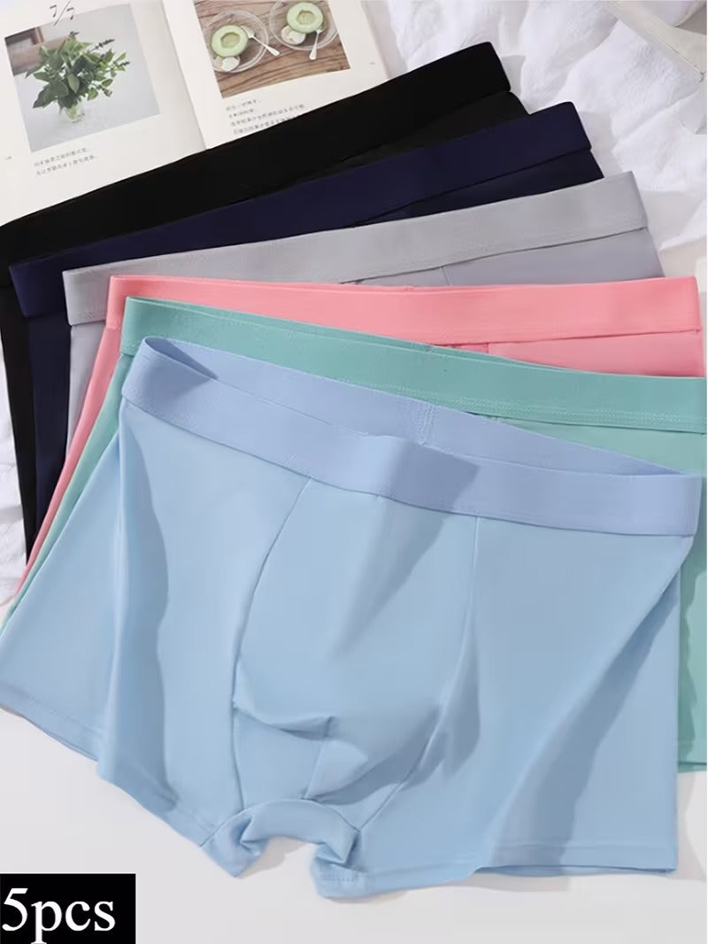 ZENVA™ Breathable Ice Silk Boxers – All-Day Fresh Comfort (Pack of 5)