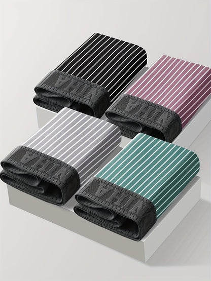 UltraSoft Striped Boxer Briefs – Breathable Stretch Comfort Everyday Innerwear (PACK OF 4)