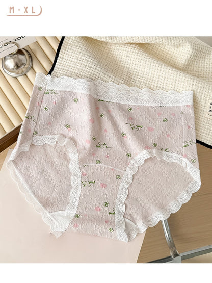 SoftBloom Cotton Panties – Breathable Floral Comfort Stretch | Lace Trim Everyday Essentials (6 PCS Pack)
