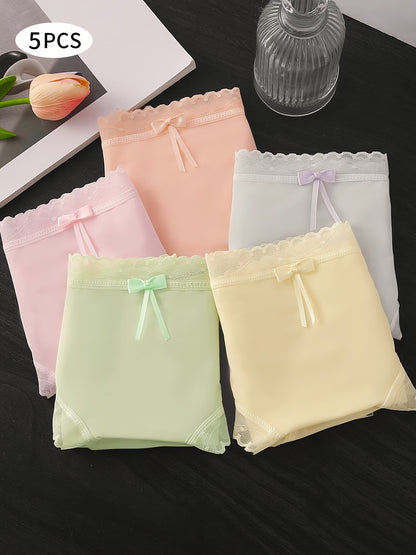 Luxe Lace Trim Panties – Breathable Soft Stretch | Elegant Everyday Comfort (5 PCS Pack)