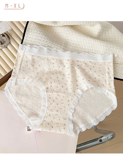 SoftBloom Cotton Panties – Breathable Floral Comfort Stretch | Lace Trim Everyday Essentials (6 PCS Pack)