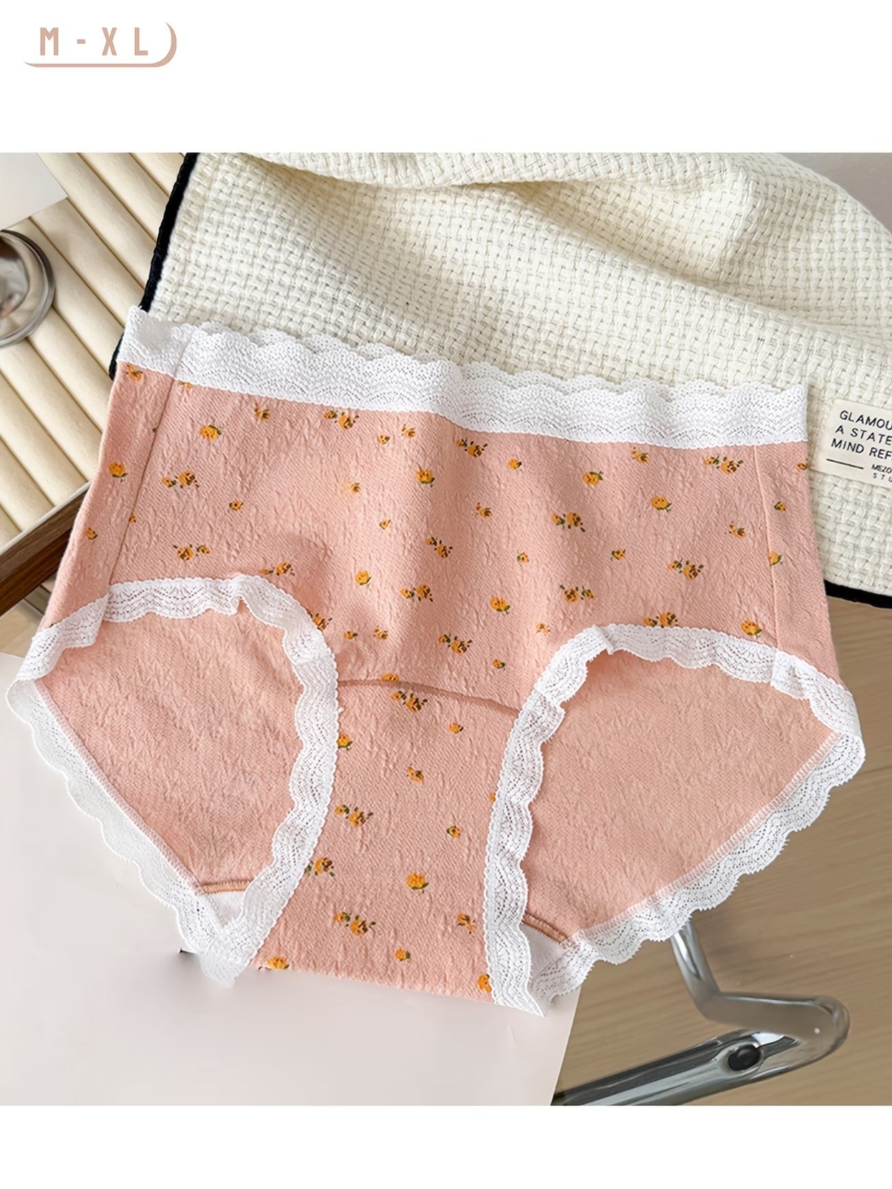 SoftBloom Cotton Panties – Breathable Floral Comfort Stretch | Lace Trim Everyday Essentials (6 PCS Pack)