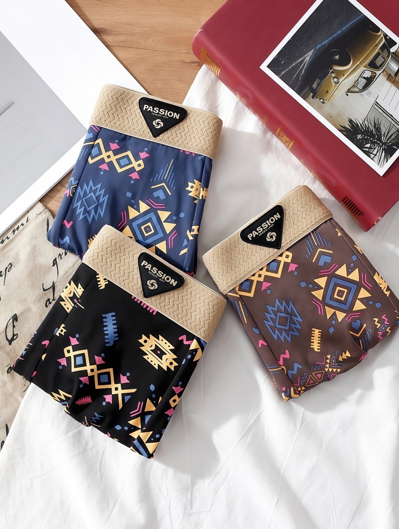 Premium Geometric Print Boxer Briefs – Breathable Stretch Comfort with Modern Style (Pack of 3)