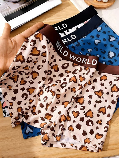 Men’s Leopard Print Boxer Briefs – Soft Stretch Breathable Stylish Innerwear (3 Pack Combo)