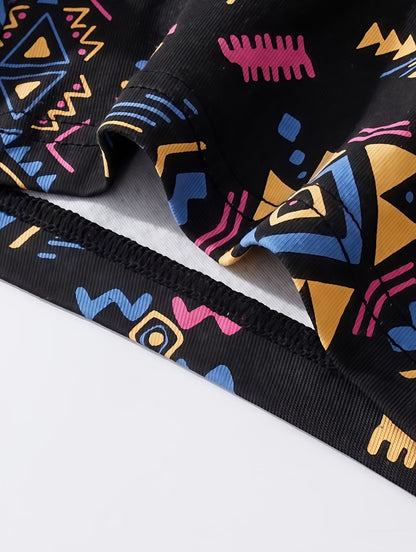 Premium Geometric Print Boxer Briefs – Breathable Stretch Comfort with Modern Style (Pack of 3)