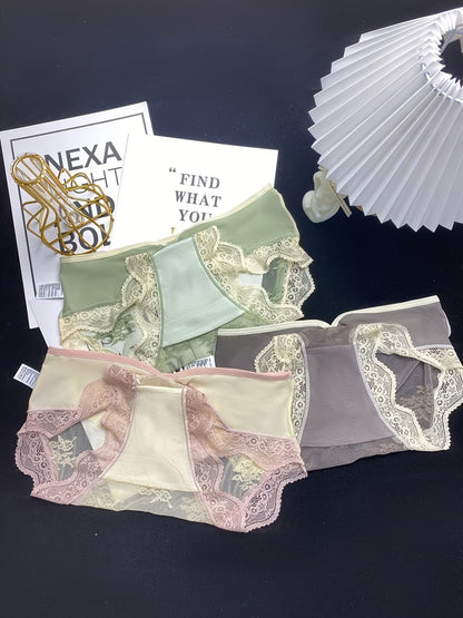 Pastel Sheer Lace Panties – Ultra Soft Floral Mesh (Pack of 3)