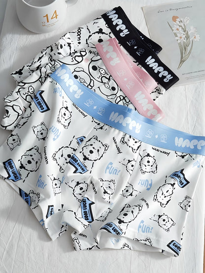 HappyPaws Boxer Briefs – Ultra-Soft Breathable Stretch Cute Print Comfort Wear (PACK OF 3)