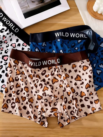 Men’s Leopard Print Boxer Briefs – Soft Stretch Breathable Stylish Innerwear (3 Pack Combo)