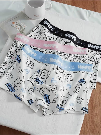 HappyPaws Boxer Briefs – Ultra-Soft Breathable Stretch Cute Print Comfort Wear (PACK OF 3)