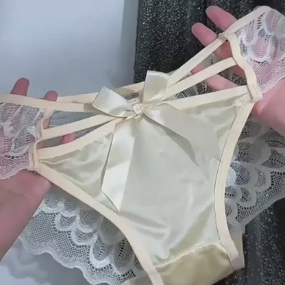 VelvetGlow Lace Bow Panties – Ultra Soft Satin | Breathable Mesh | Elegant Stretch Fit (PACK OF 3)