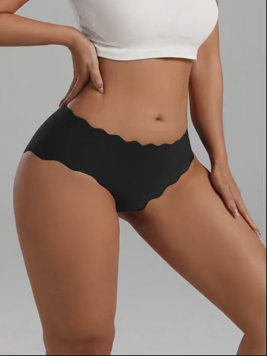 Women’s Seamless Scallop Edge Panties – Pack of 5 | No-Show Soft Stretch Briefs | Mid-Waist Everyday Underwear