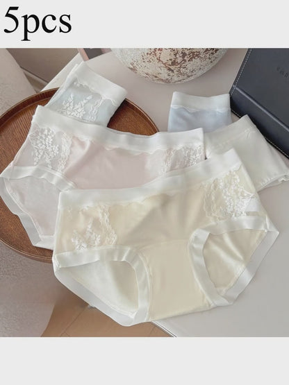 Ultra-Soft Lace Mesh Panties (5 PCS Set) – Breathable, Stretch Comfort, Everyday Luxury