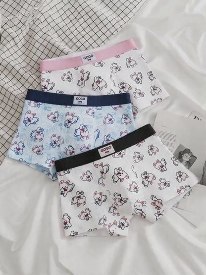 Cute Cartoon Print Boxer Briefs – Soft Stretch Breathable Everyday Comfort (Pack of 3)