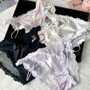 Elegant Lace Satin Bikini Panties – Ultra Soft & Breathable Comfort
