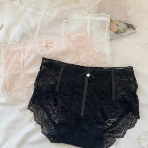 Elegant Lace High-Waist Panties – Soft Mesh Breathable Comfort Briefs