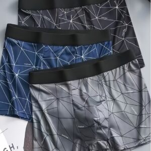 Men’s Printed Boxer Shorts Pack of 3 – Soft Breathable Polyester Innerwear