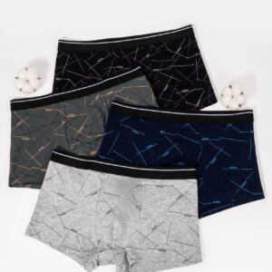 Men’s Premium Printed Cotton Trunks (Pack of 4) – Ultra Soft, Breathable & Stretch Fit Innerwear